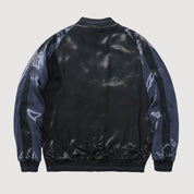 Sukajan fénix bordado Tsukikage azul marino poliéster dragón dorado streetwear japonés Ropa Japonesa