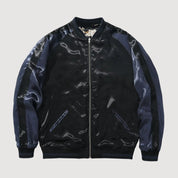 Sukajan fénix bordado Tsukikage azul marino poliéster dragón dorado streetwear japonés Ropa Japonesa