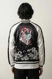 Chaqueta Sukajan Koi Takinobori bordado en la espalda poliéster cazadora souvenir sukajan streetwear japonés Ropa Japonesa