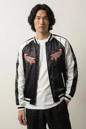 Chaqueta Sukajan Koi Takinobori vista trasera bordado poliéster cazadora souvenir sukajan streetwear japonés Ropa Japonesa