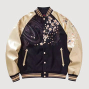 Sukajan león bordado Kogane no Ikari negro poliéster shishi dorado streetwear japonés Ropa Japonesa
