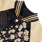 Sukajan león bordado Kogane no Ikari negro poliéster shishi dorado streetwear japonés Ropa Japonesa