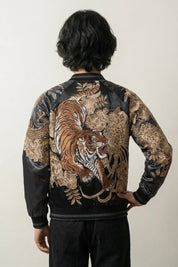 Sukajan tigre Kazan Tora gris poliéster tigre en carga streetwear japonés Ropa Japonesa