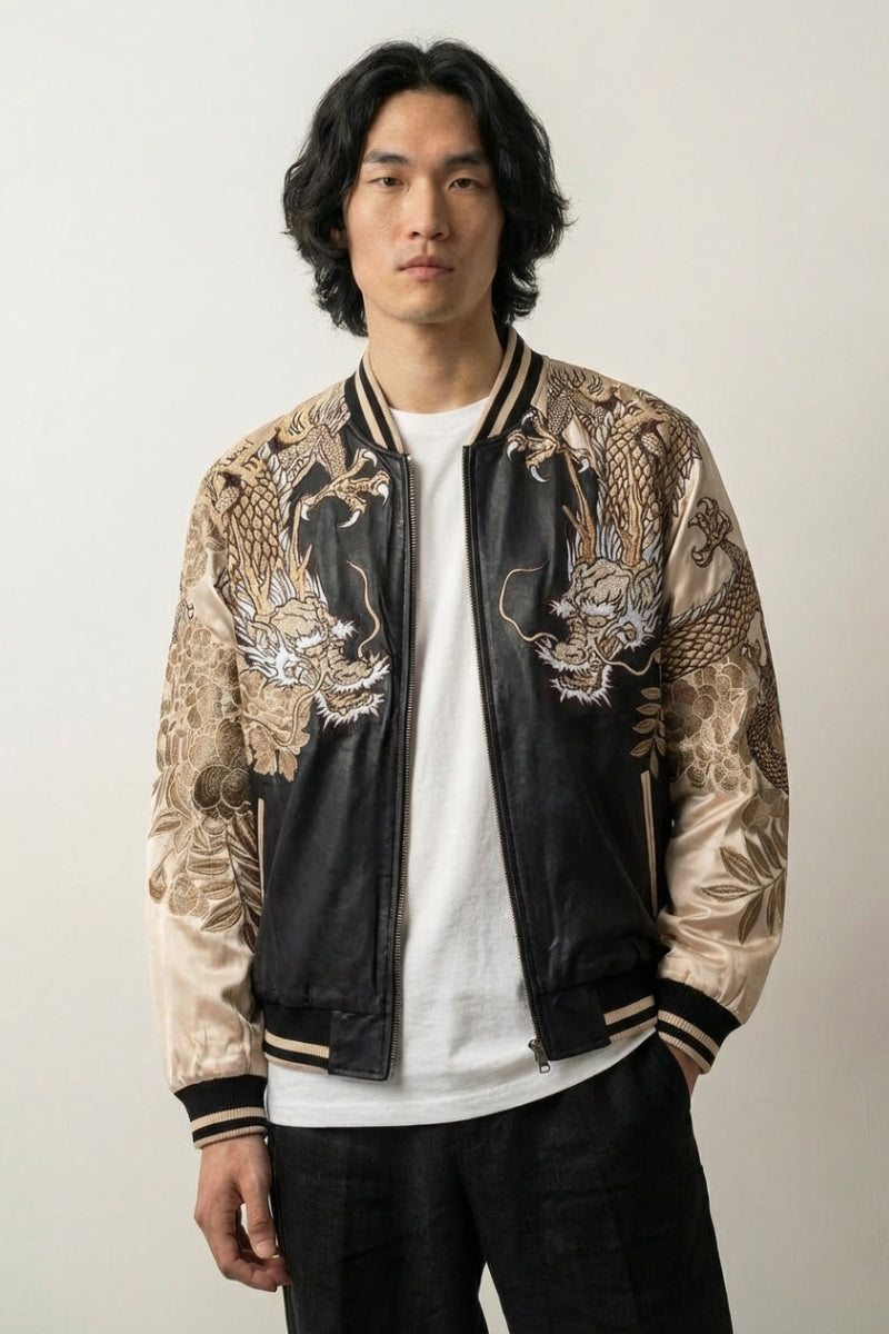 Sukajan tigre Kazan Tora gris poliéster tigre en carga streetwear japonés Ropa Japonesa