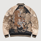 Sukajan tigre Kazan Tora gris poliéster tigre en carga streetwear japonés Ropa Japonesa