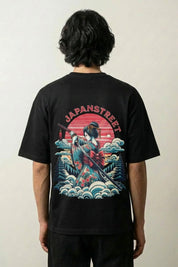 Camiseta geisha y samurái estampado japonés oversize Ropa Japonesa