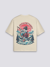 Camiseta geisha y samurái estampado japonés oversize