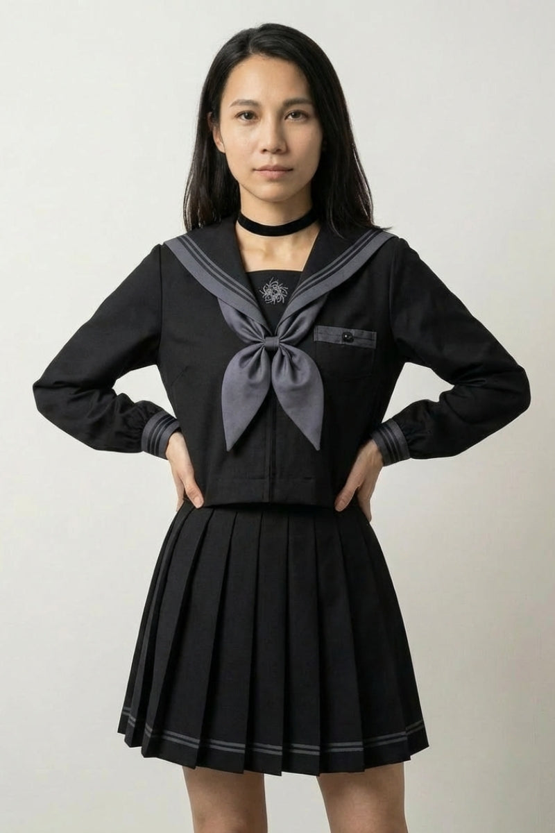 Uniforme escolar japonés sailor antracita Yoru pañuelo gris - Ropa Japonesa