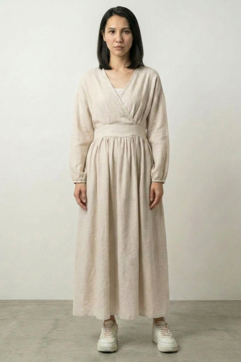 Vestido de inspiración japonesa Naga-sa crudo cruzado caída fluida llevado estilo japonés mujer Ropa Japonesa