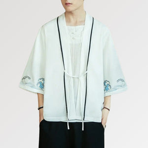 Chaqueta kimono blanca 'Kanagawa'