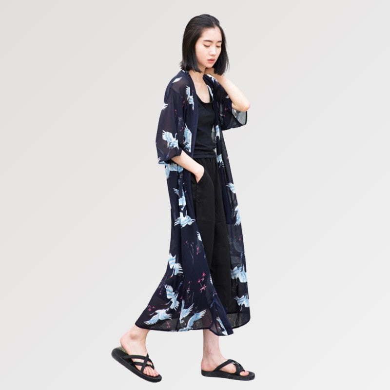 Bata kimono transparente para mujer 'Yuna'