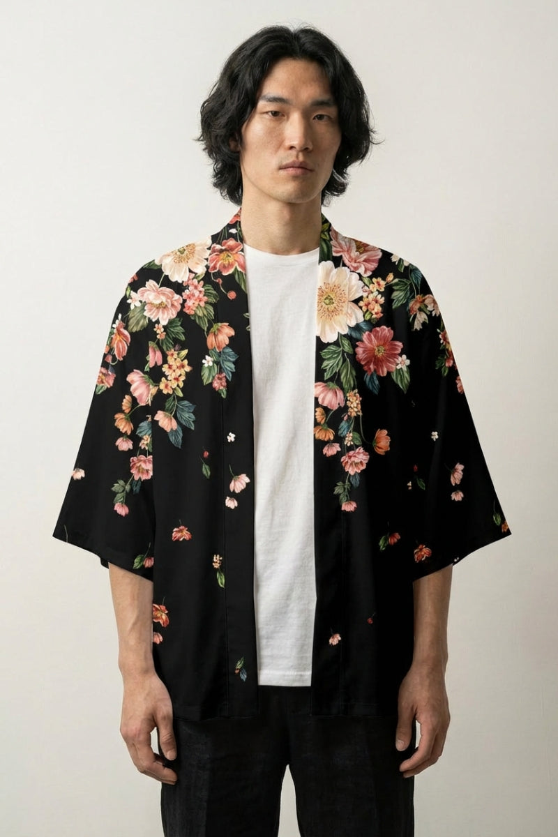 Yukata Haori Edición Floral haori japonés llevado mannequin estilo streetwear Ropa Japonesa