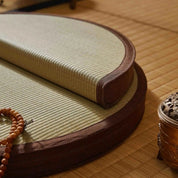 Zabuton de tatami redondo Fujida en paja de trigo trenzada verdadera Ropa Japonesa
