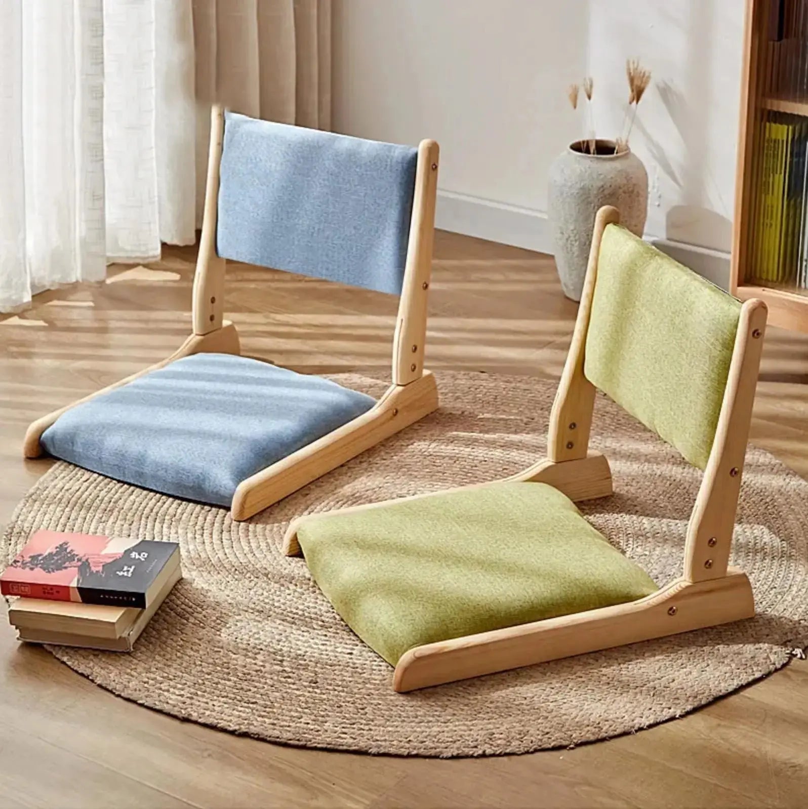 Zaisu japonés monocromo Kitami silla de suelo sin pies con respaldo reclinable Ropa Japonesa