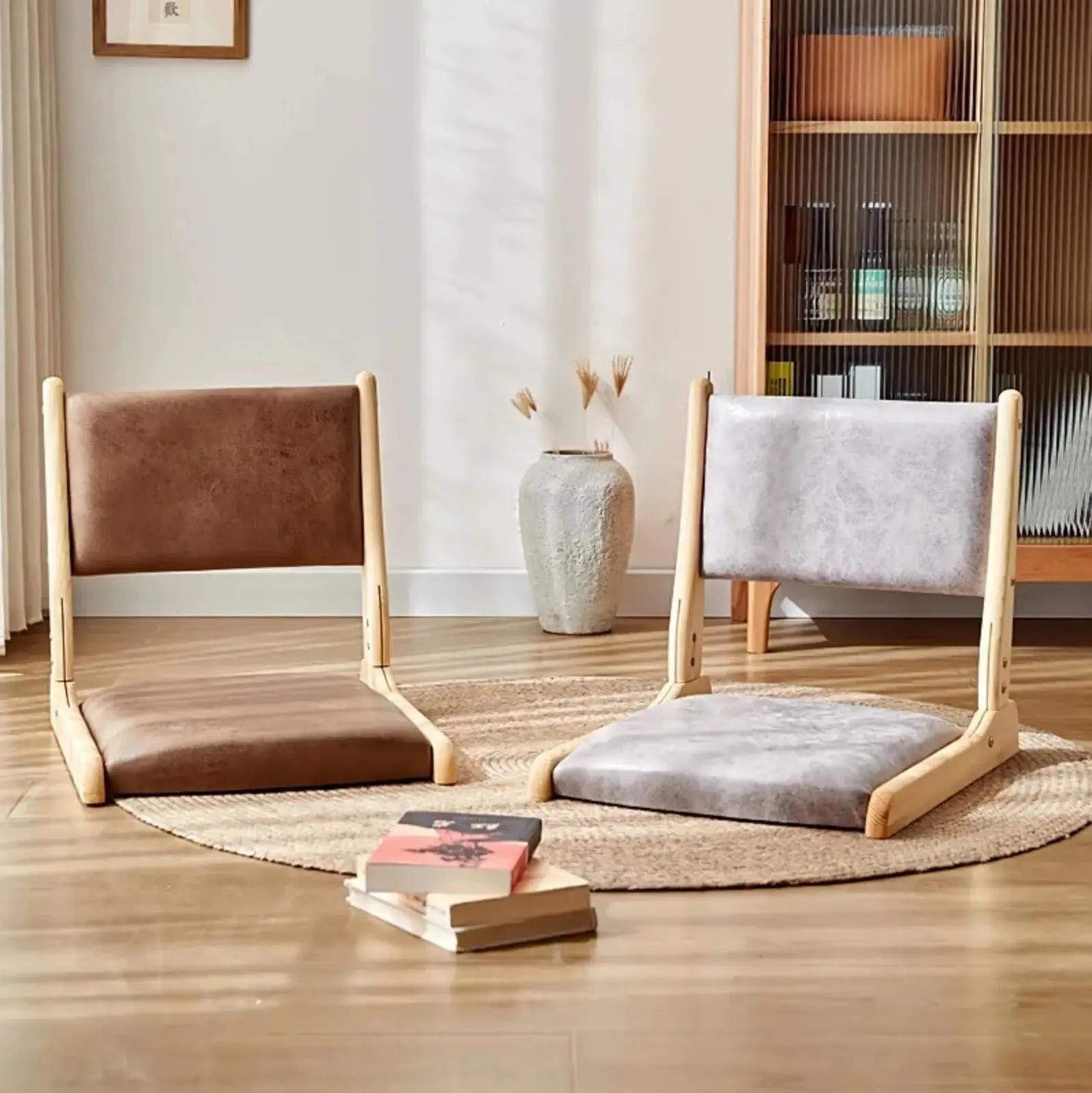 Zaisu japonés monocromo Kitami silla de suelo sin pies con respaldo reclinable Ropa Japonesa