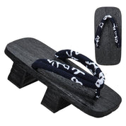 Geta japonesa Nagano con hanao de caligrafía sobre madera negra yakisugi Ropa Japonesa