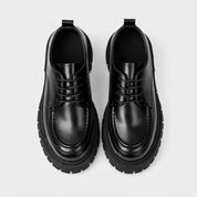 Zapatos japoneses Kuroi derbies cuero negro charolado suela plataforma vista 2 - Ropa Japonesa